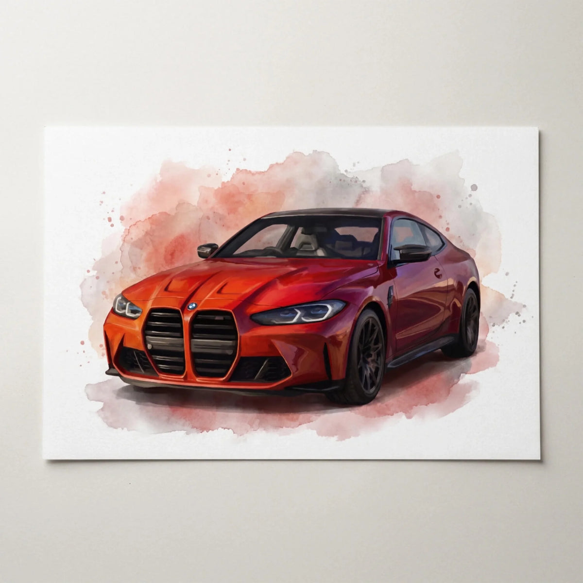 Retrato de carro estilo aguarela a partir da tua foto - póster