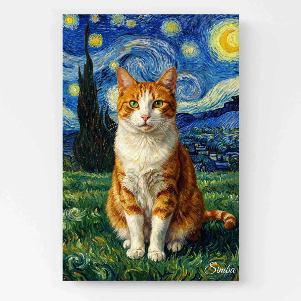 Retrato de gato estilo Van Gogh a partir da tua foto - tela