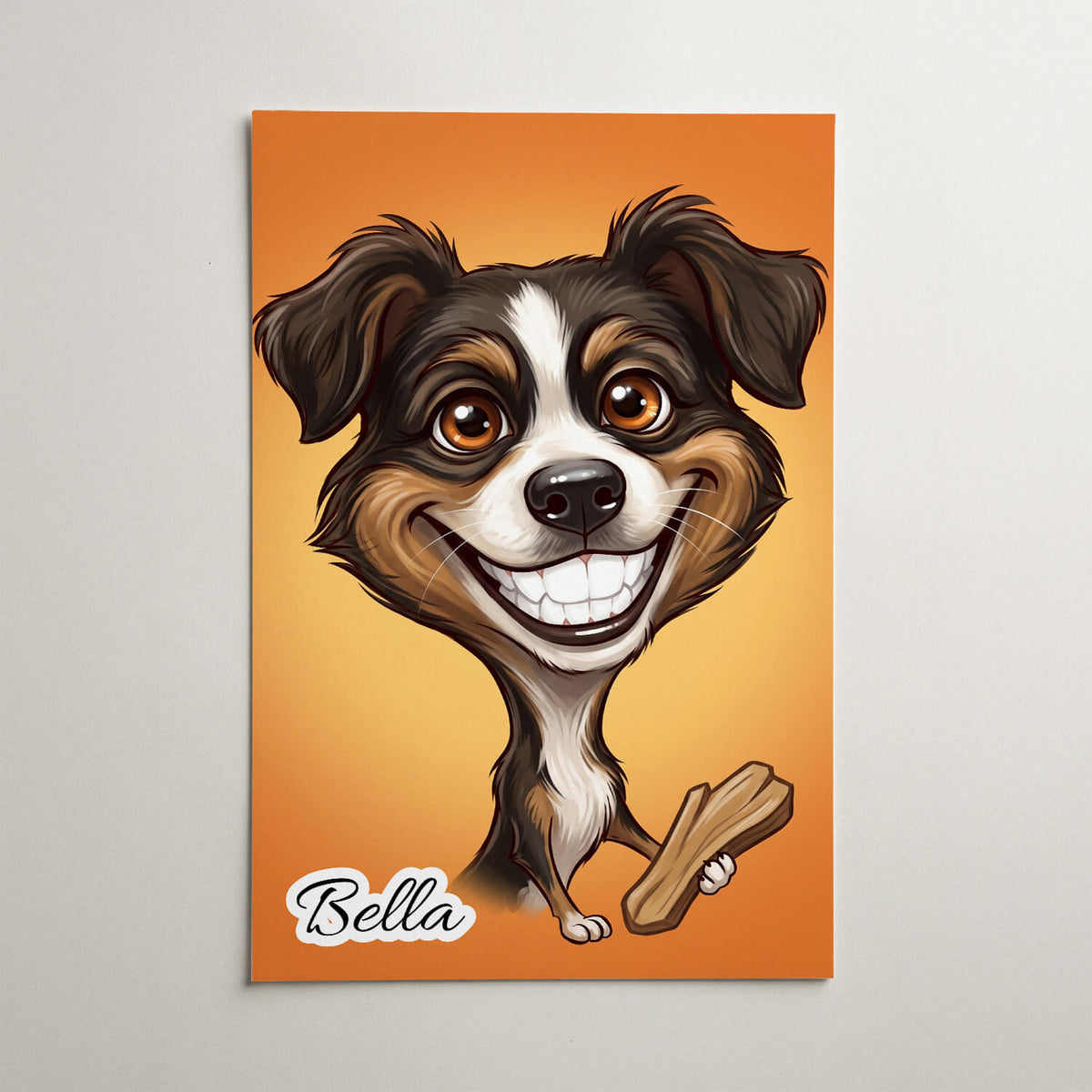 Retrato de cão em estilo caricatura a partir da tua foto - póster