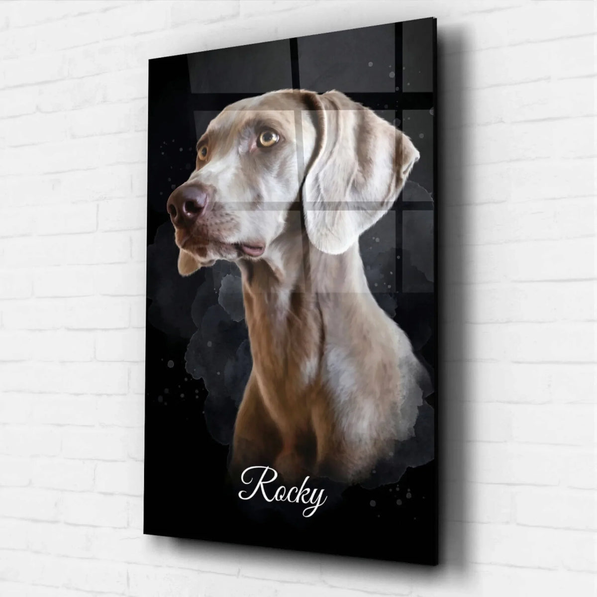Retrato de cão em estilo aguarela - Preto a partir da tua foto - vidro acrílico