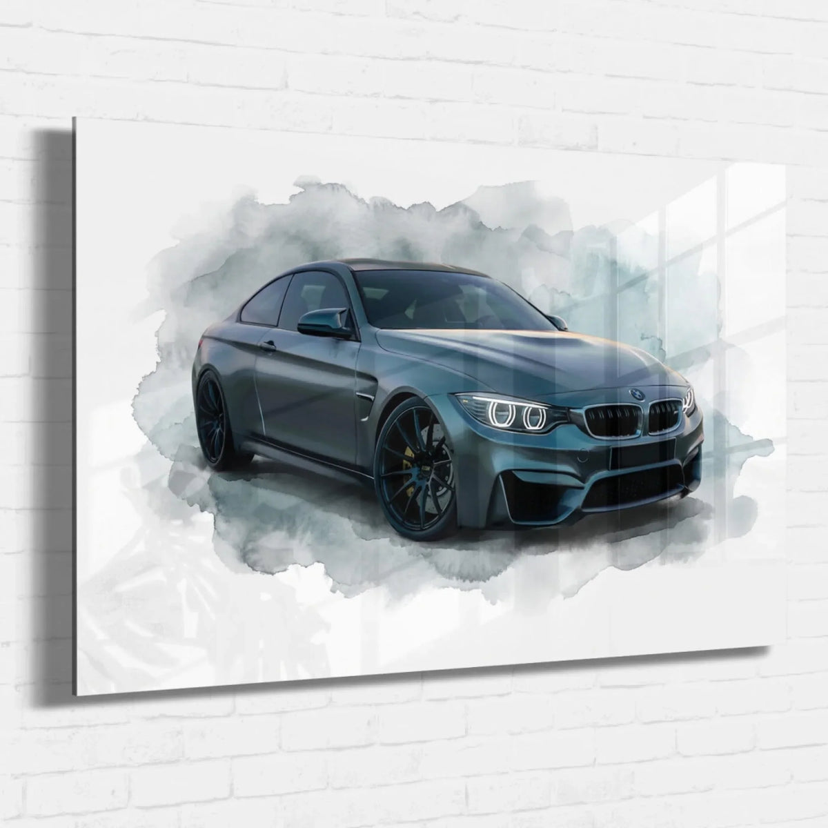 Retrato de carro em estilo aguarela (formato horizontal) a partir da tua foto - vidro acrílico