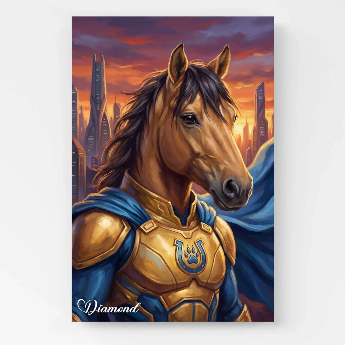 Retrato de cavalo como super-herói a partir da tua foto - tela