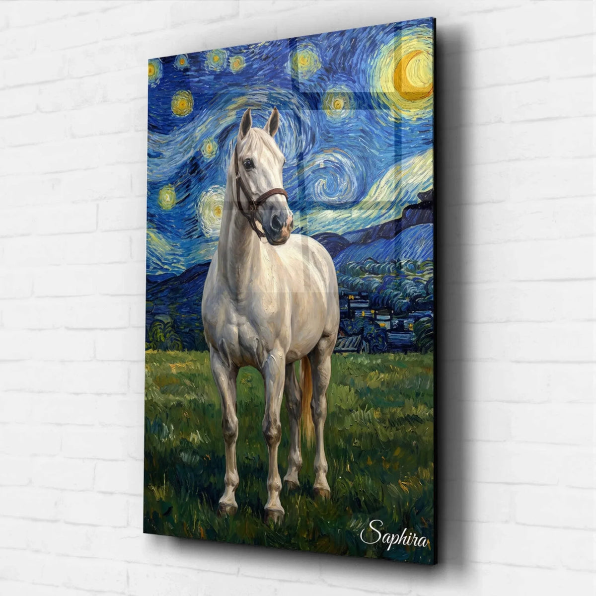 Retrato de cavalo em estilo Van Gogh a partir da tua foto - vidro acrílico