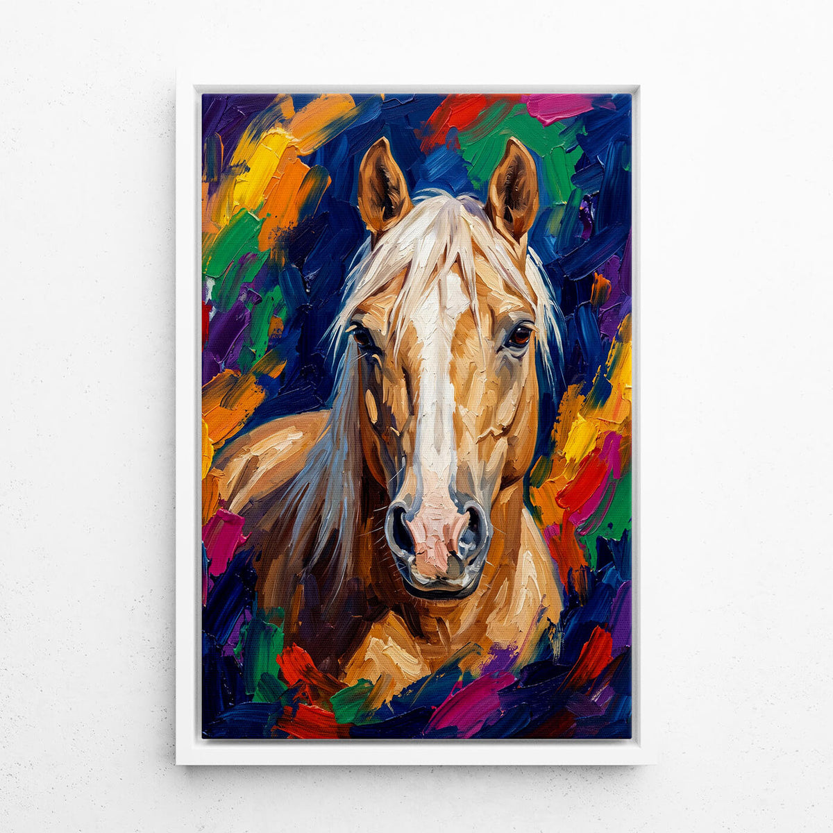 Retrato de cavalo em estilo pop art a partir da tua foto - tela com moldura branca