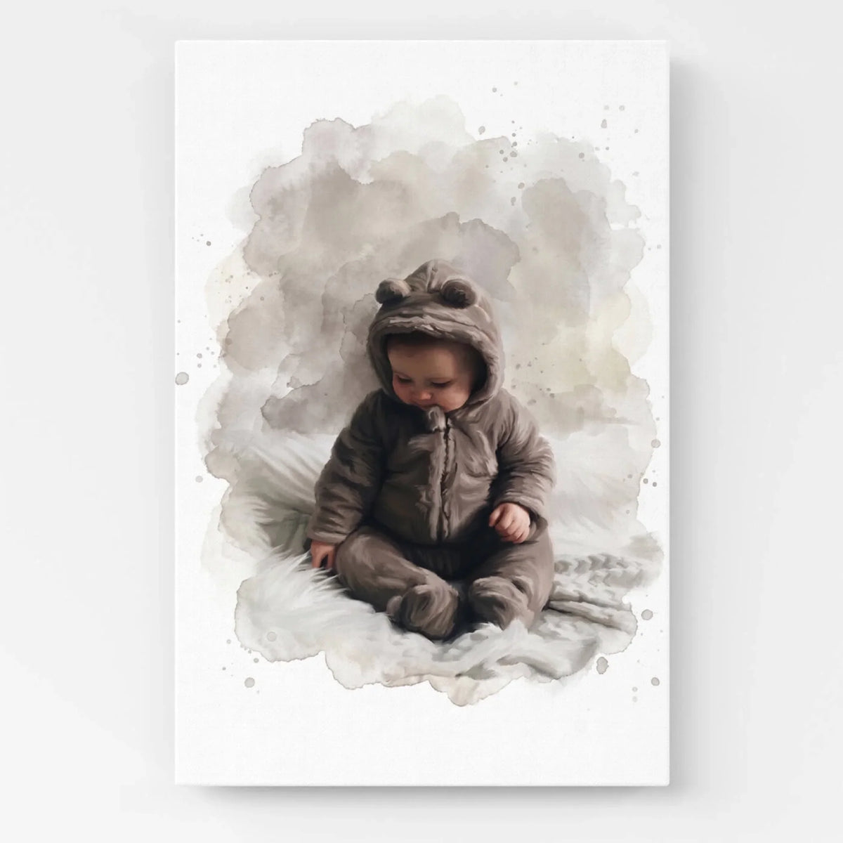 Retrato de bebé em estilo aguarela a partir da tua foto - tela
