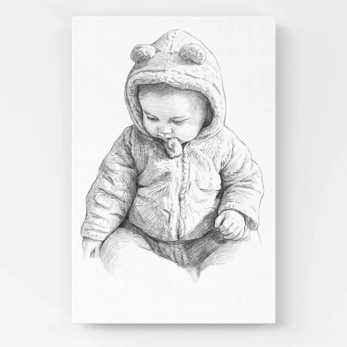 Retrato de bebé em estilo lápis a partir da tua foto - tela