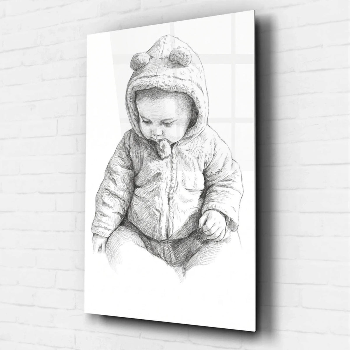 Retrato de bebé em estilo lápis a partir da tua foto - vidro acrílico
