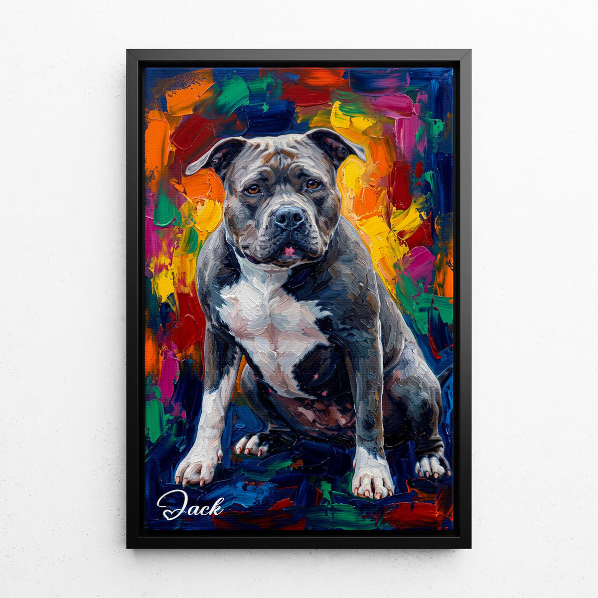 Retrato de cão em estilo pop art a partir da tua foto - tela com moldura preta