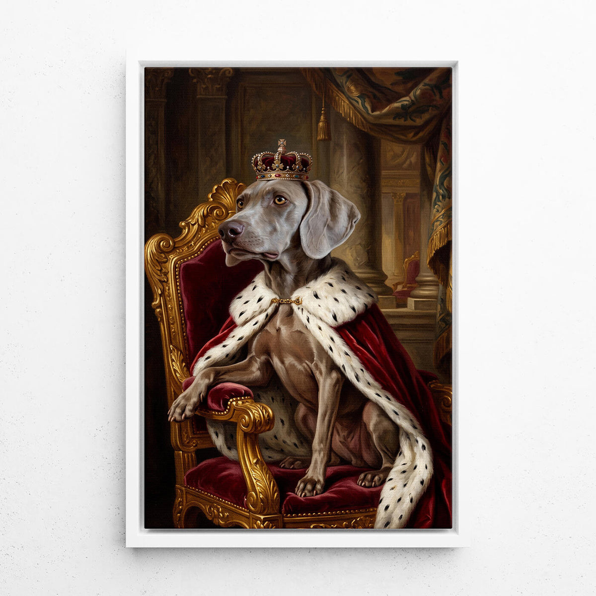 Retrato de cão em estilo renascentista a partir da tua foto - tela com moldura branca