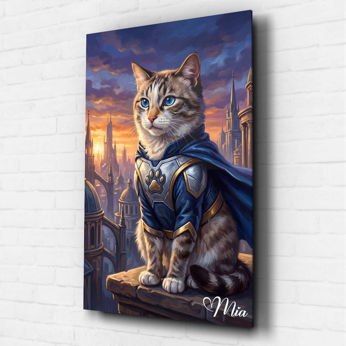 Retrato de gato como super-herói a partir da tua foto - vidro acrílico