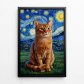 Retrato de cão estilo Van Gogh a partir da tua foto - tela com moldura preta