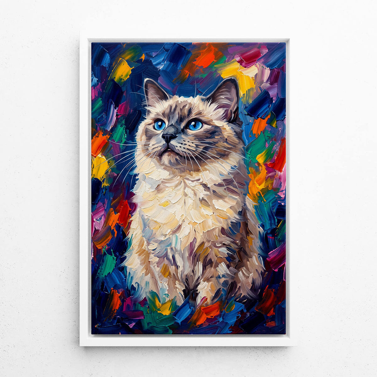 Retrato de gato em estilo pop art a partir da tua foto - tela com moldura branca