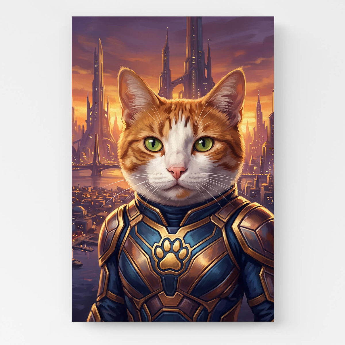 Retrato de gato como super-herói a partir da tua foto - tela