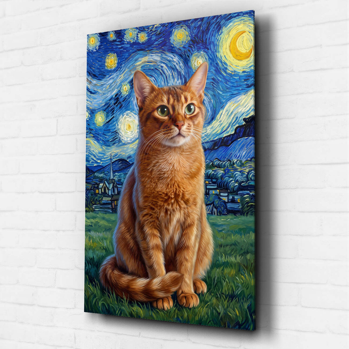 Retrato de gato em estilo Van Gogh a partir da tua foto - vidro acrílico