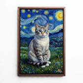 Retrato de cão estilo Van Gogh a partir da tua foto - tela com moldura nogueira