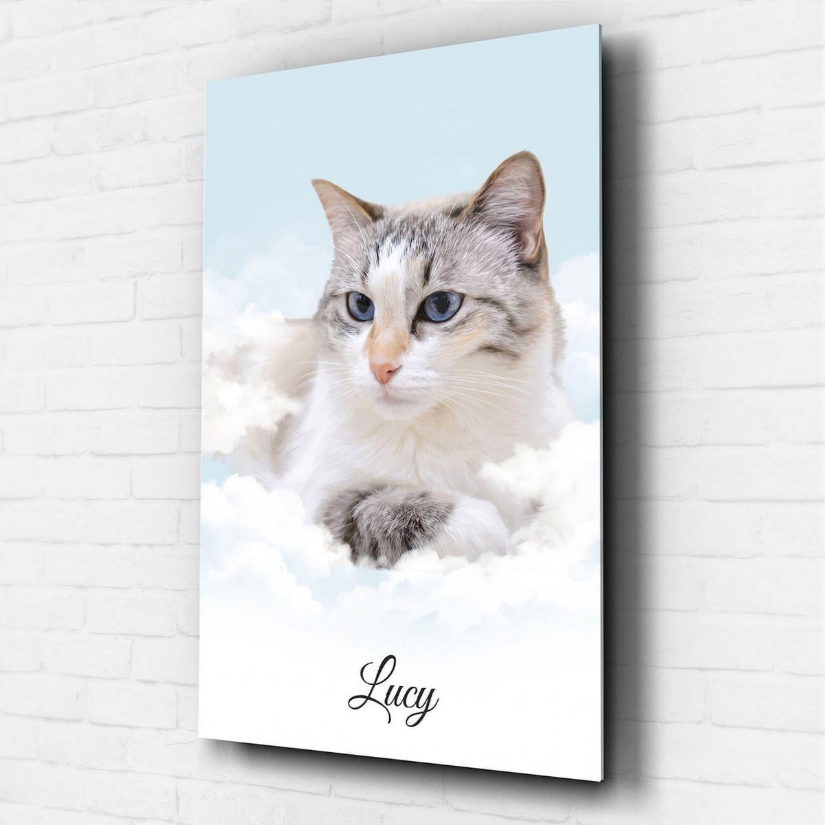 Retrato de gato personalizado em nuvens a partir da tua foto - vidro acrílico