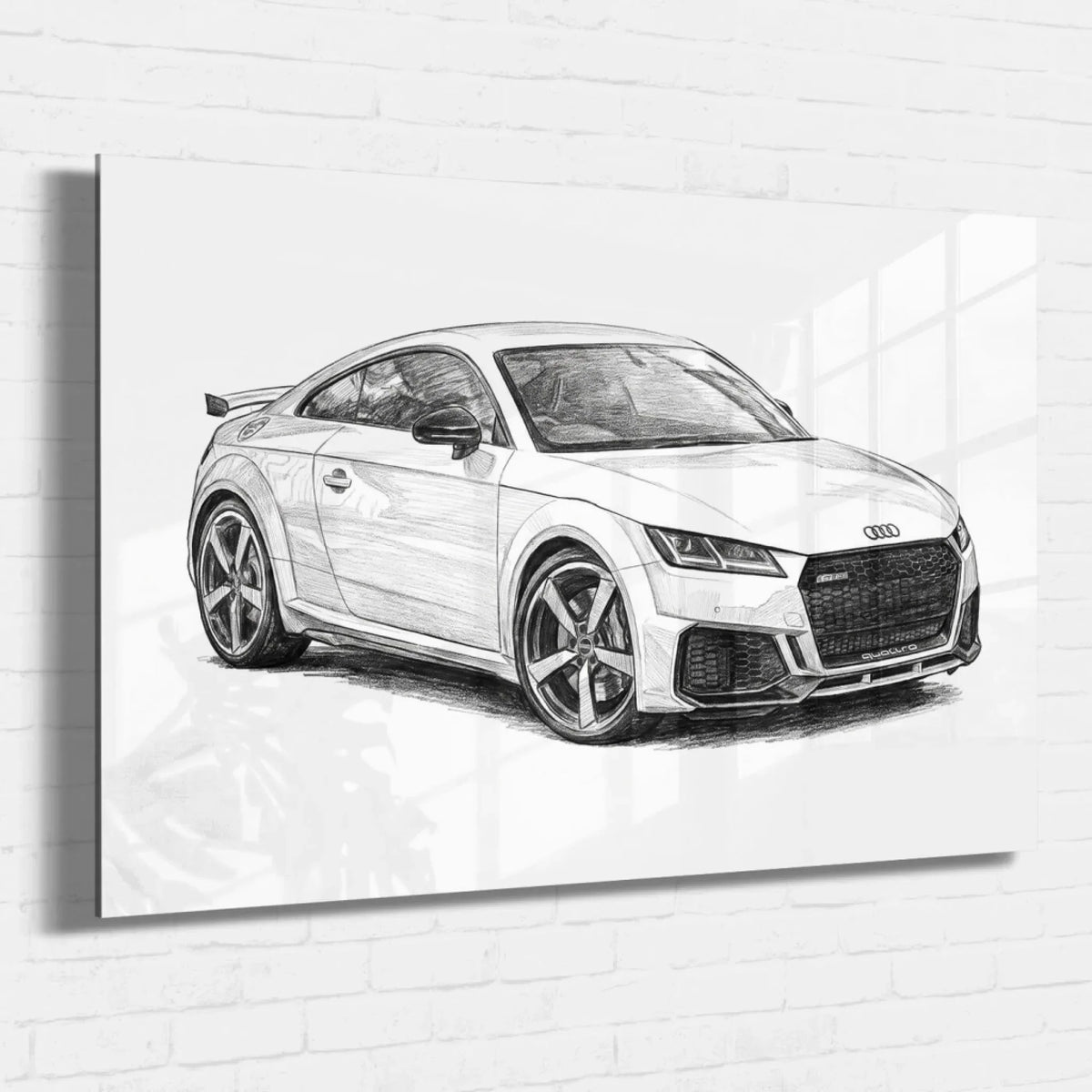 Retrato de carro em estilo lápis (formato horizontal) a partir da tua foto - vidro acrílico
