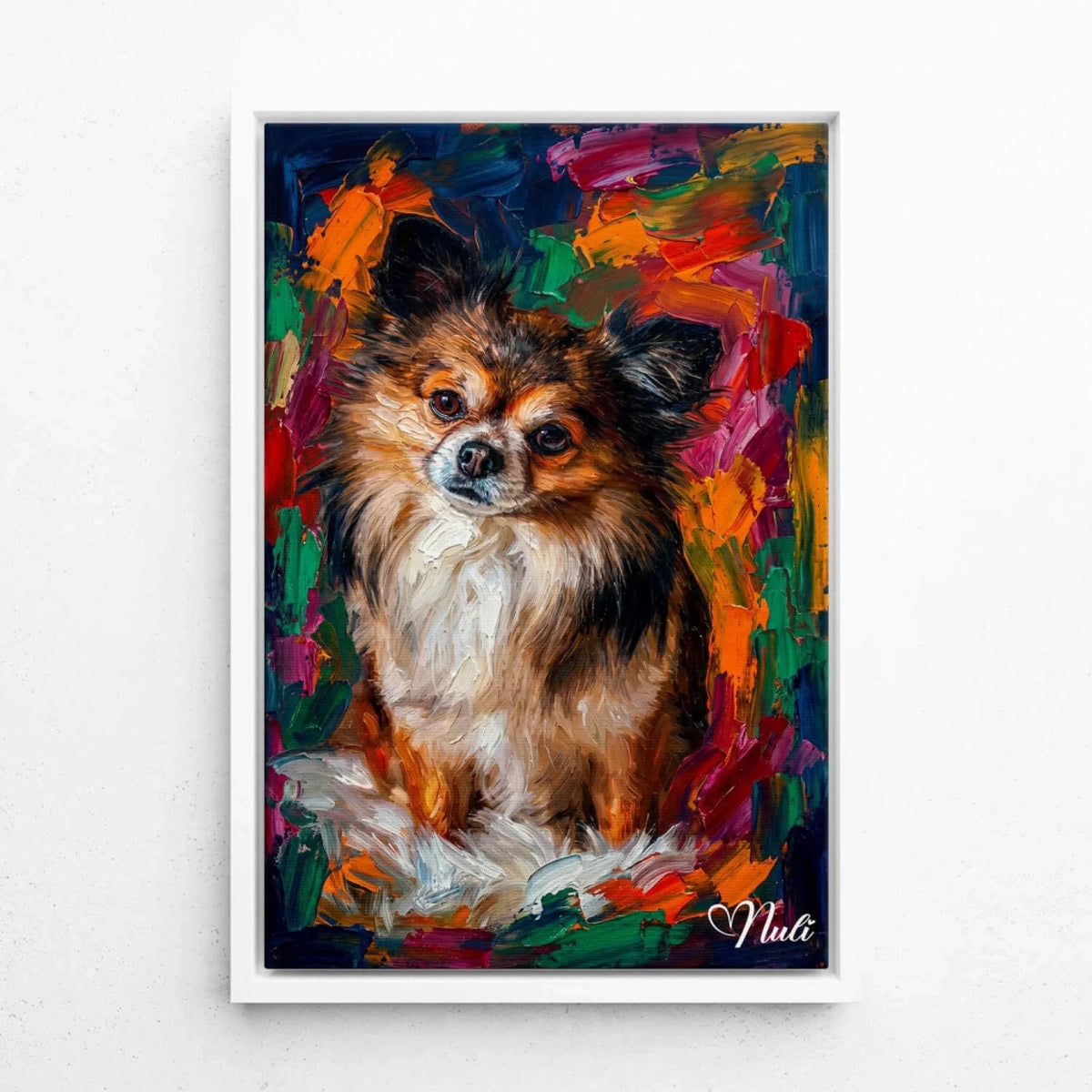 Retrato de cão em estilo pop art a partir da tua foto - tela com moldura branca