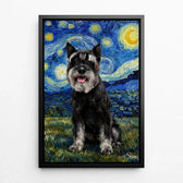 Retrato de cão estilo Van Gogh a partir da tua foto - tela com moldura preta