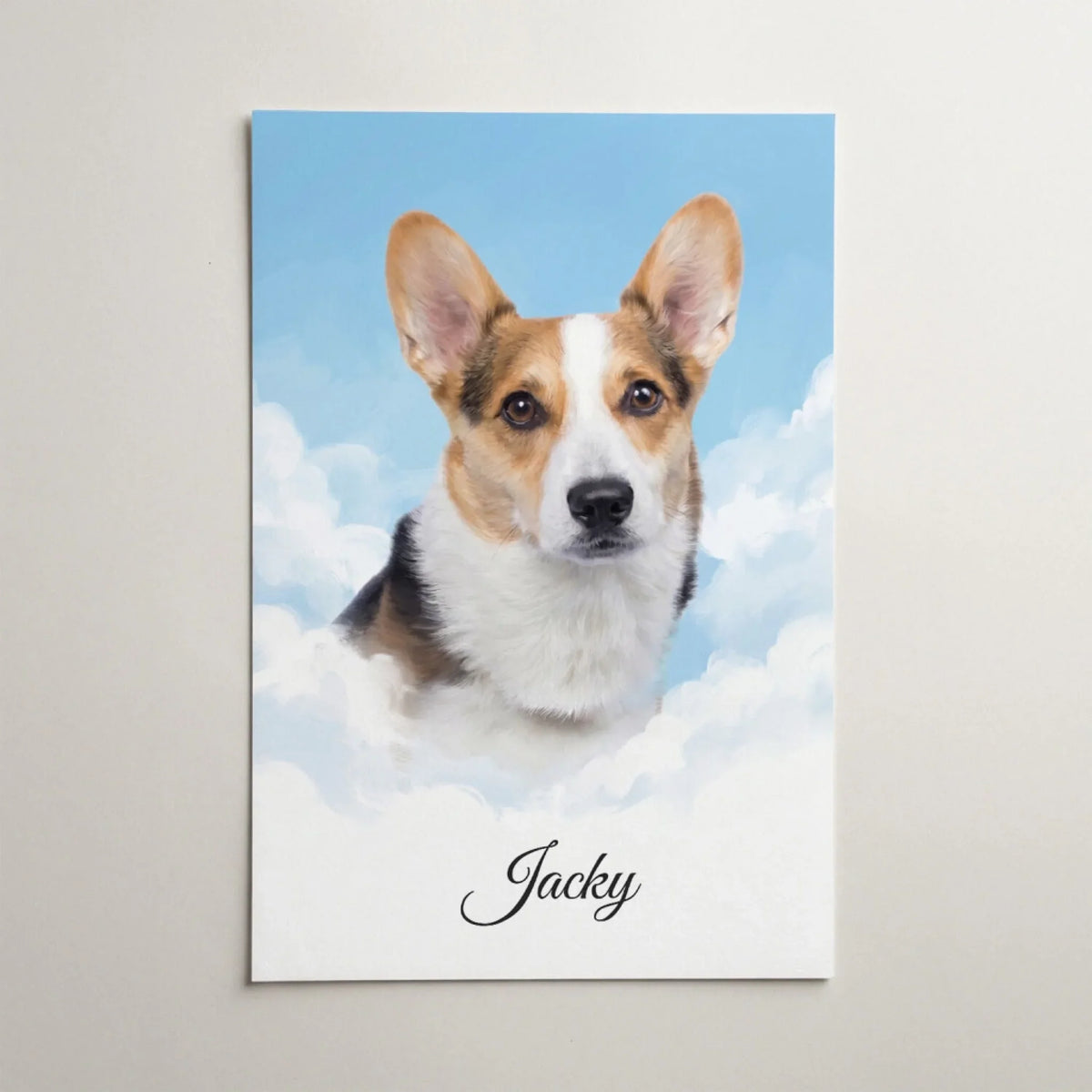 Retrato de cão personalizado em nuvens a partir da tua foto - póster