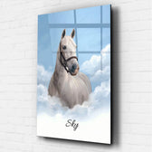 Retrato de cavalo sobre nuvens a partir da tua foto - vidro acrílico