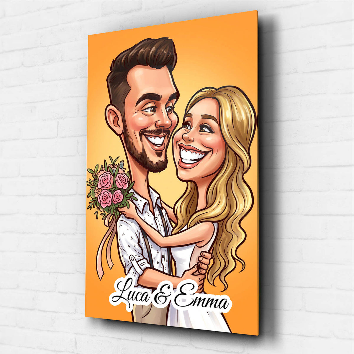 Retrato de casal e família em estilo caricatura a partir da tua foto - vidro acrílico