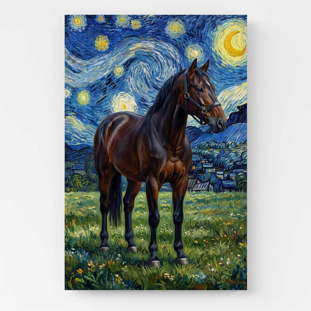 Retrato de cavalo em estilo Van Gogh a partir da tua foto - tela