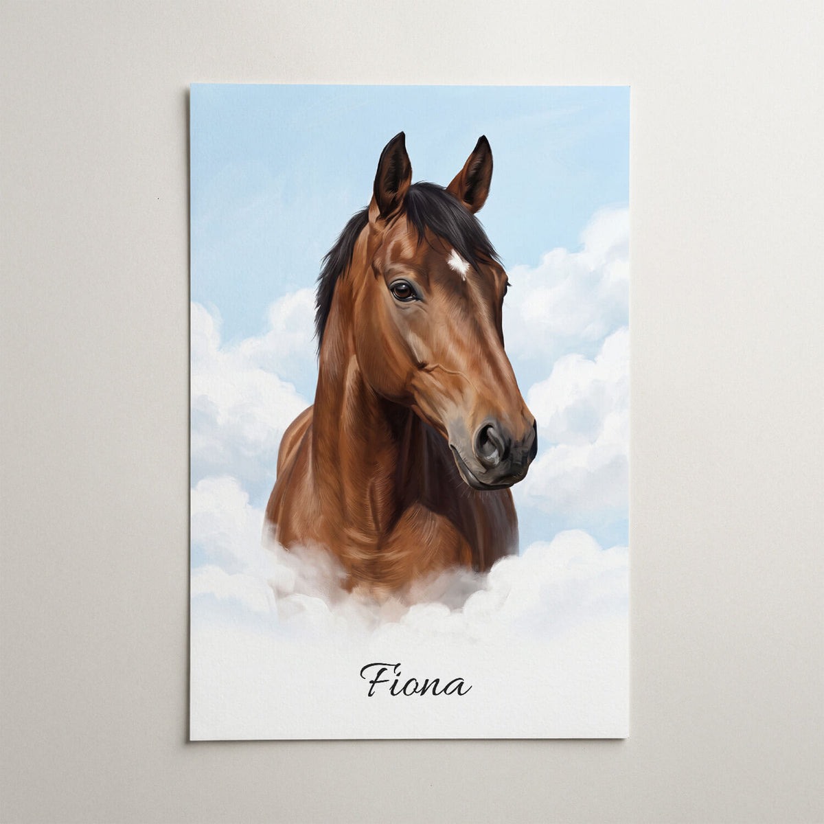 Retrato de cavalo personalizado em nuvens a partir da tua foto - póster