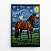 Retrato de cão estilo Van Gogh a partir da tua foto - tela com moldura preta