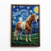 Retrato de cão estilo Van Gogh a partir da tua foto - tela com moldura nogueira