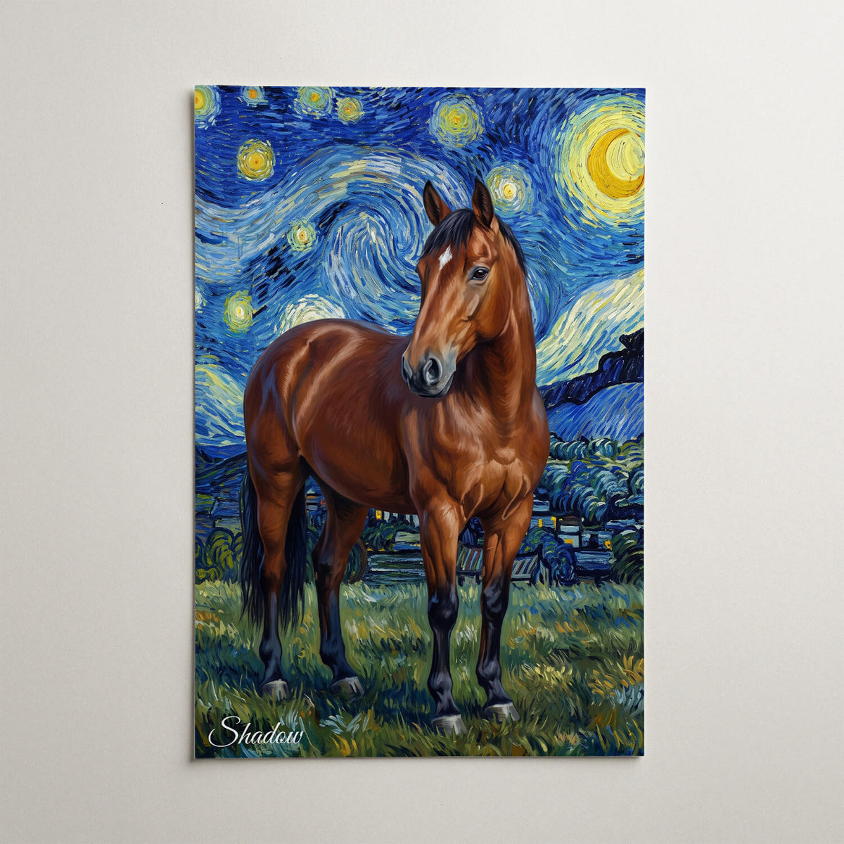 Retrato de cavalo em estilo Van Gogh a partir da tua foto - póster
