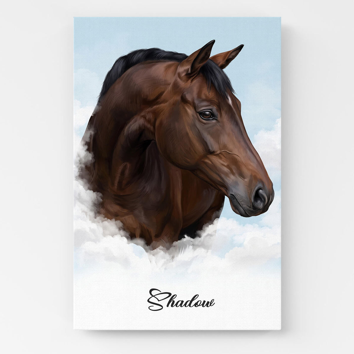 Retrato de cavalo personalizado em nuvens a partir da tua foto - tela